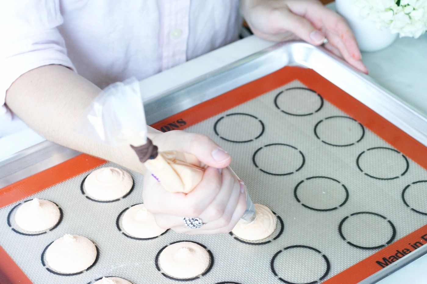 orange white chocolate macarons