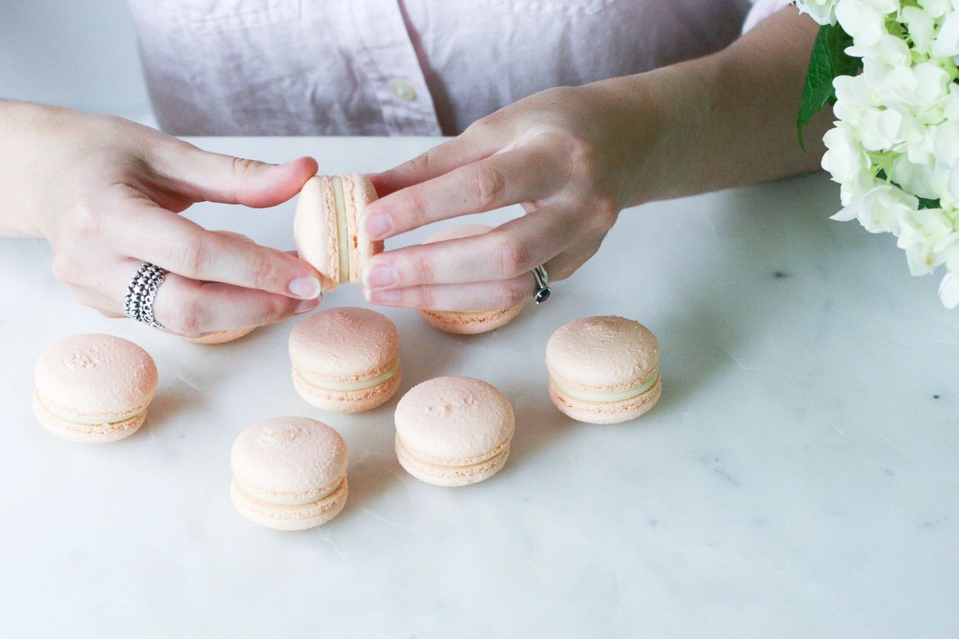 orange white chocolate macarons