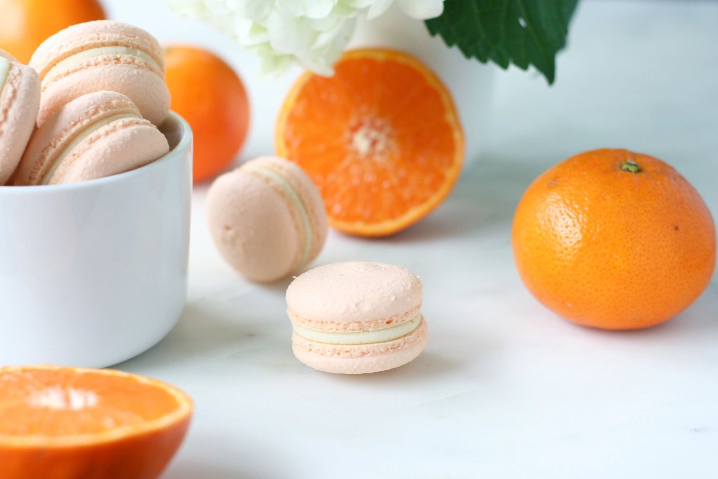 orange white chocolate macarons
