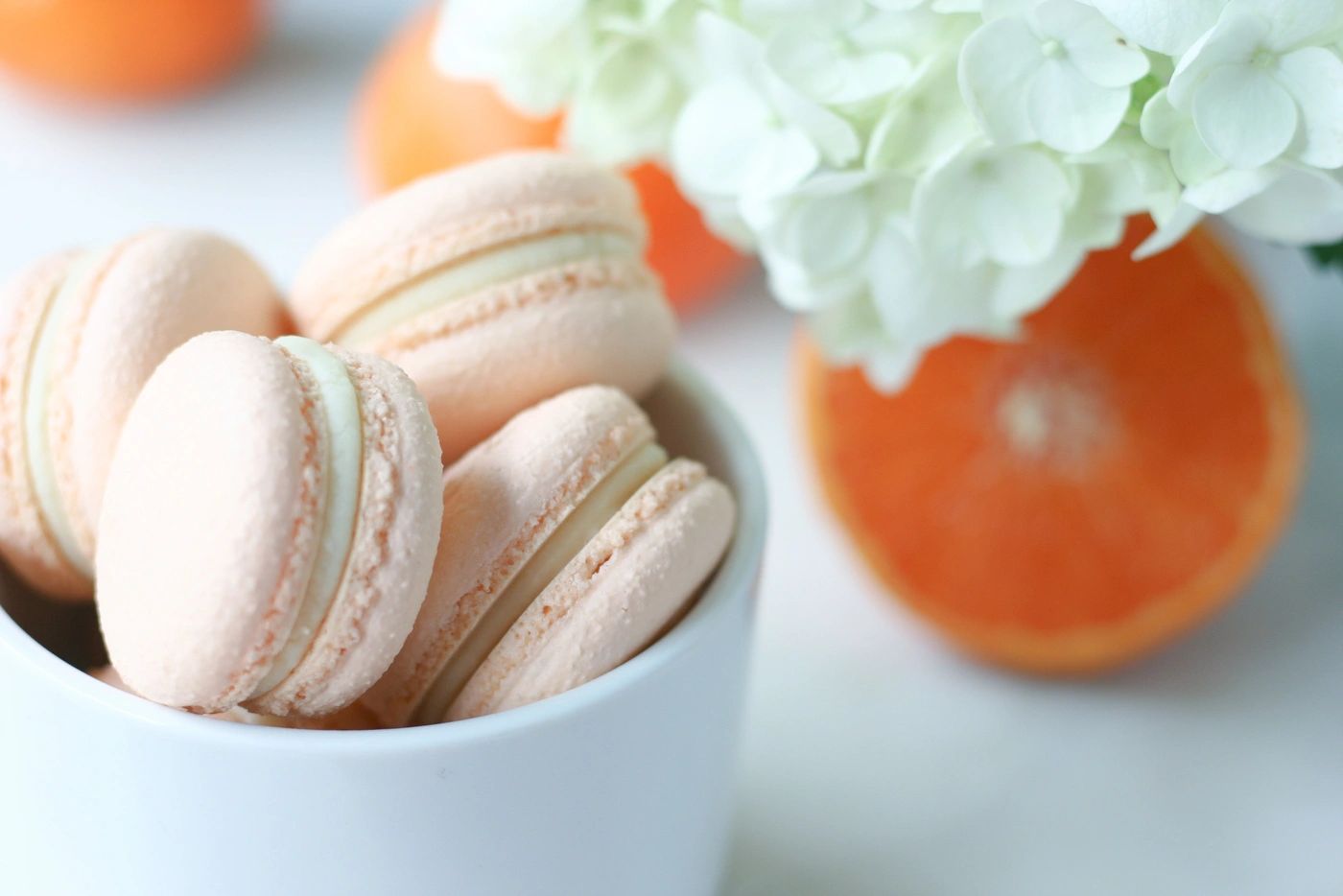 orange white chocolate macarons