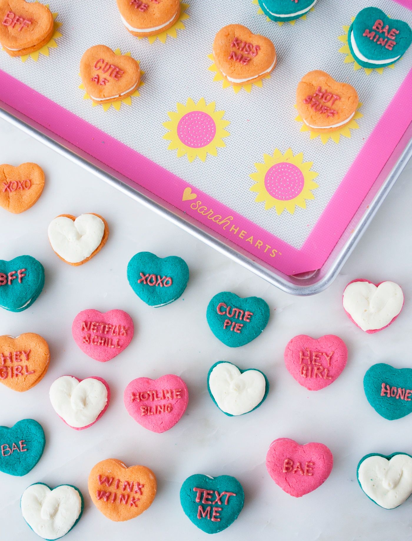 conversation heart sandwich cookies