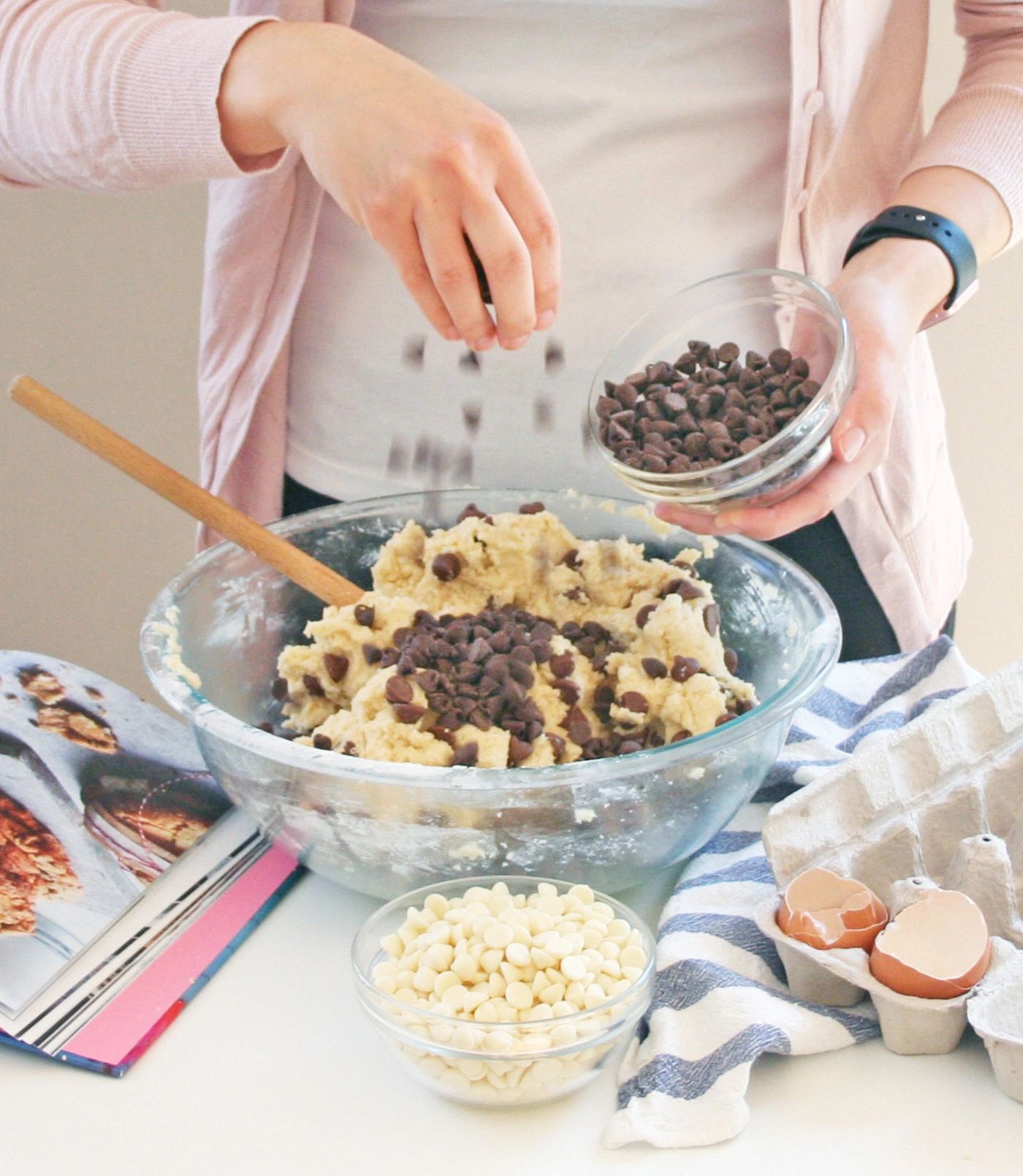triple chocolate chip cookies