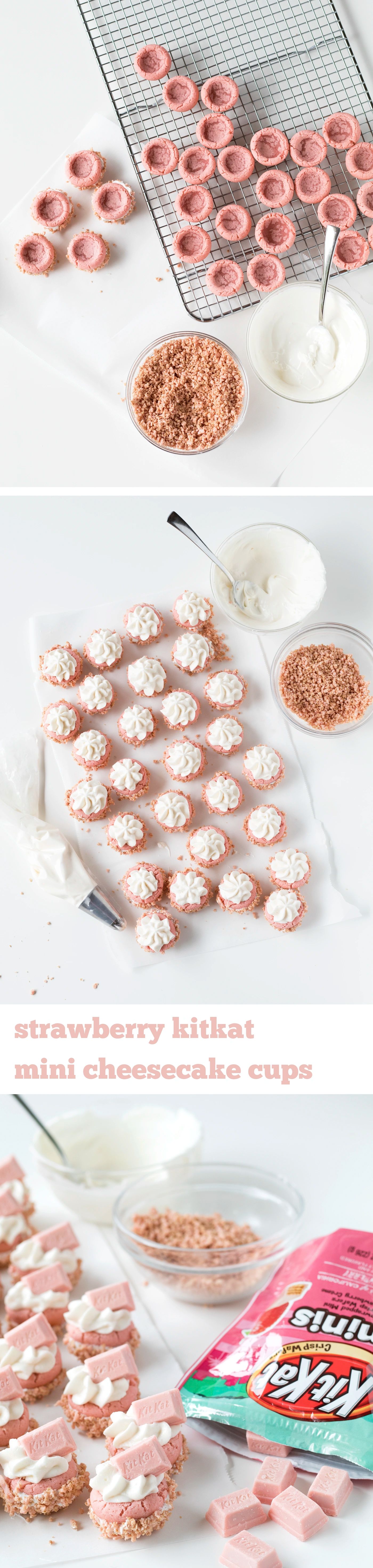 Strawberry Kit Kat Mini Cheesecake Cups