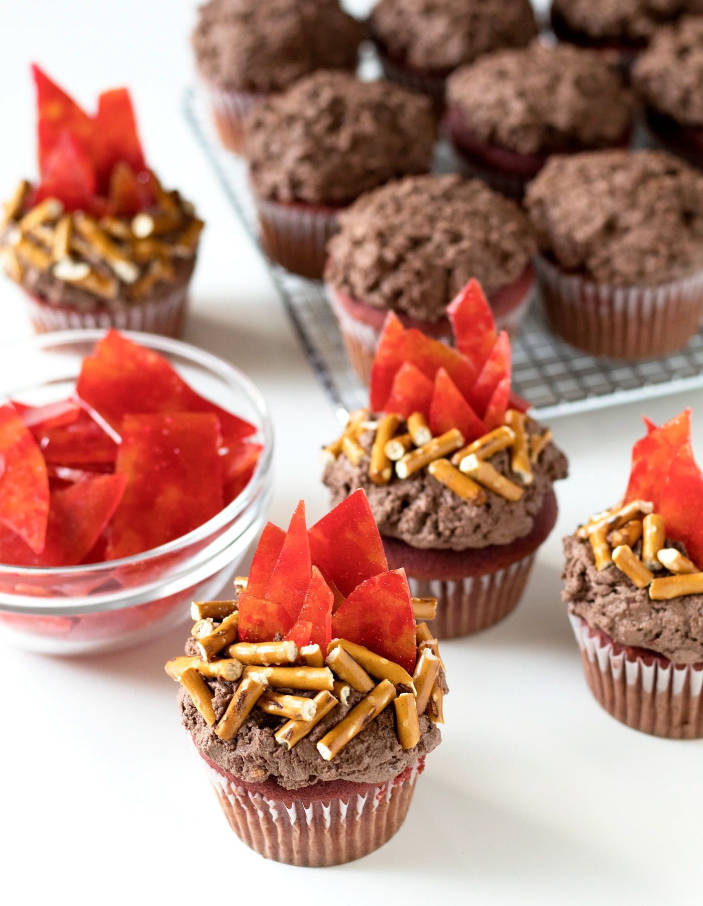 Red Witch Velvet Fire Cupcakes