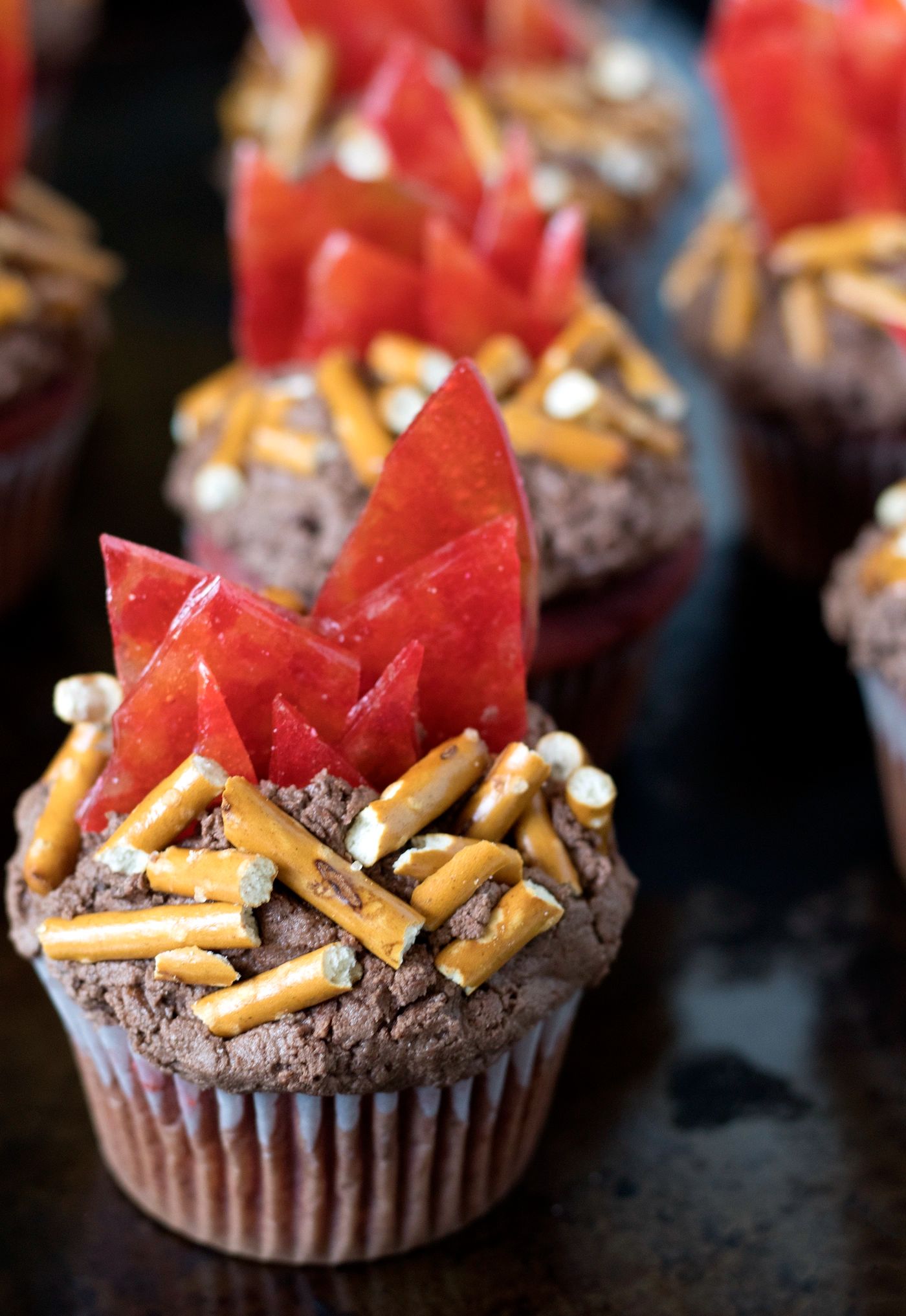 Red Witch Velvet Fire Cupcakes