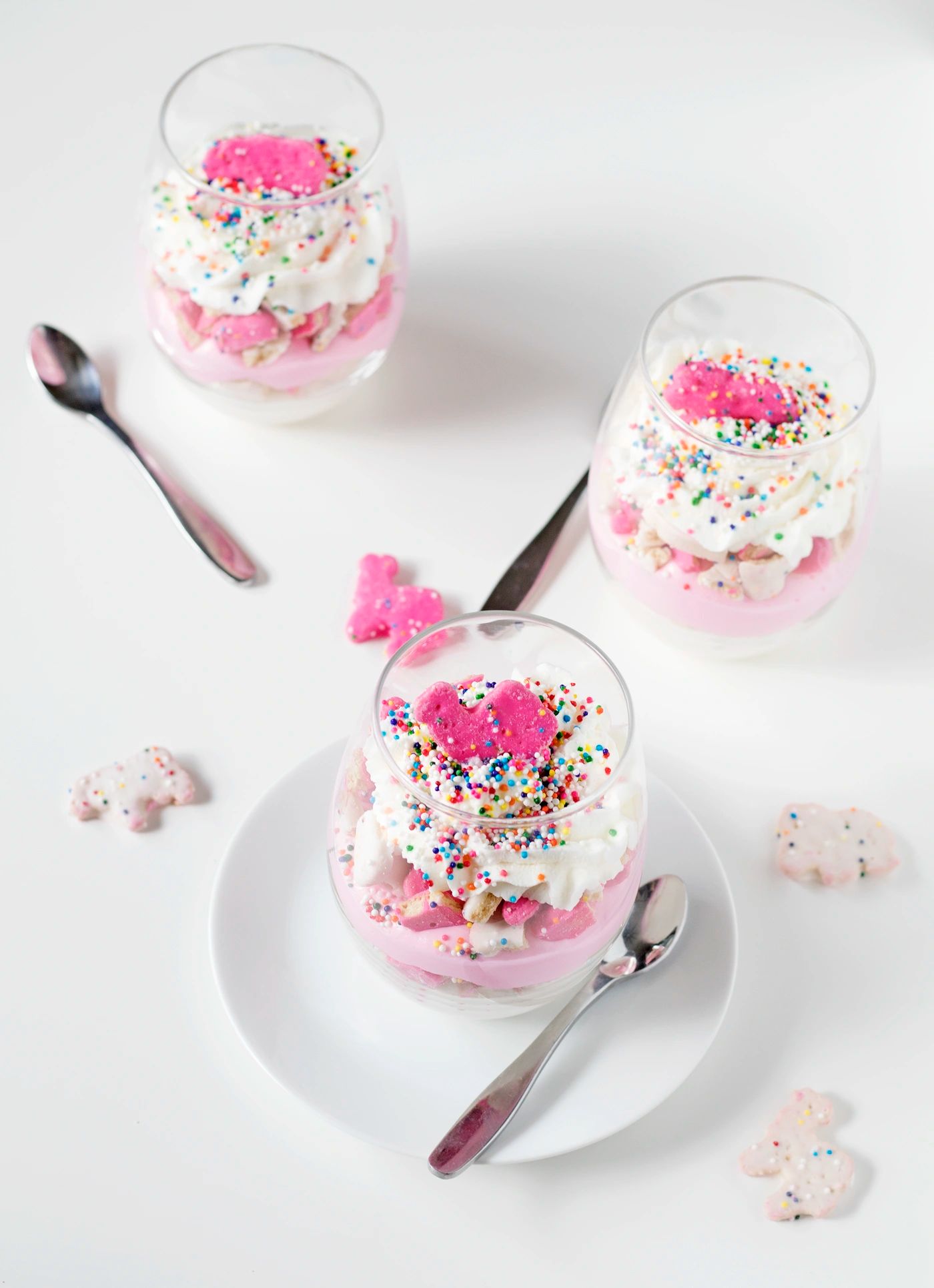 Circus Animal Cookie No-Bake Cheesecake Parfaits