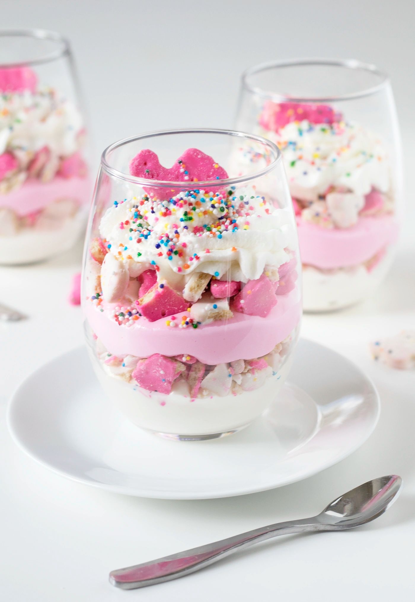 Circus Animal Cookie No-Bake Cheesecake Parfaits