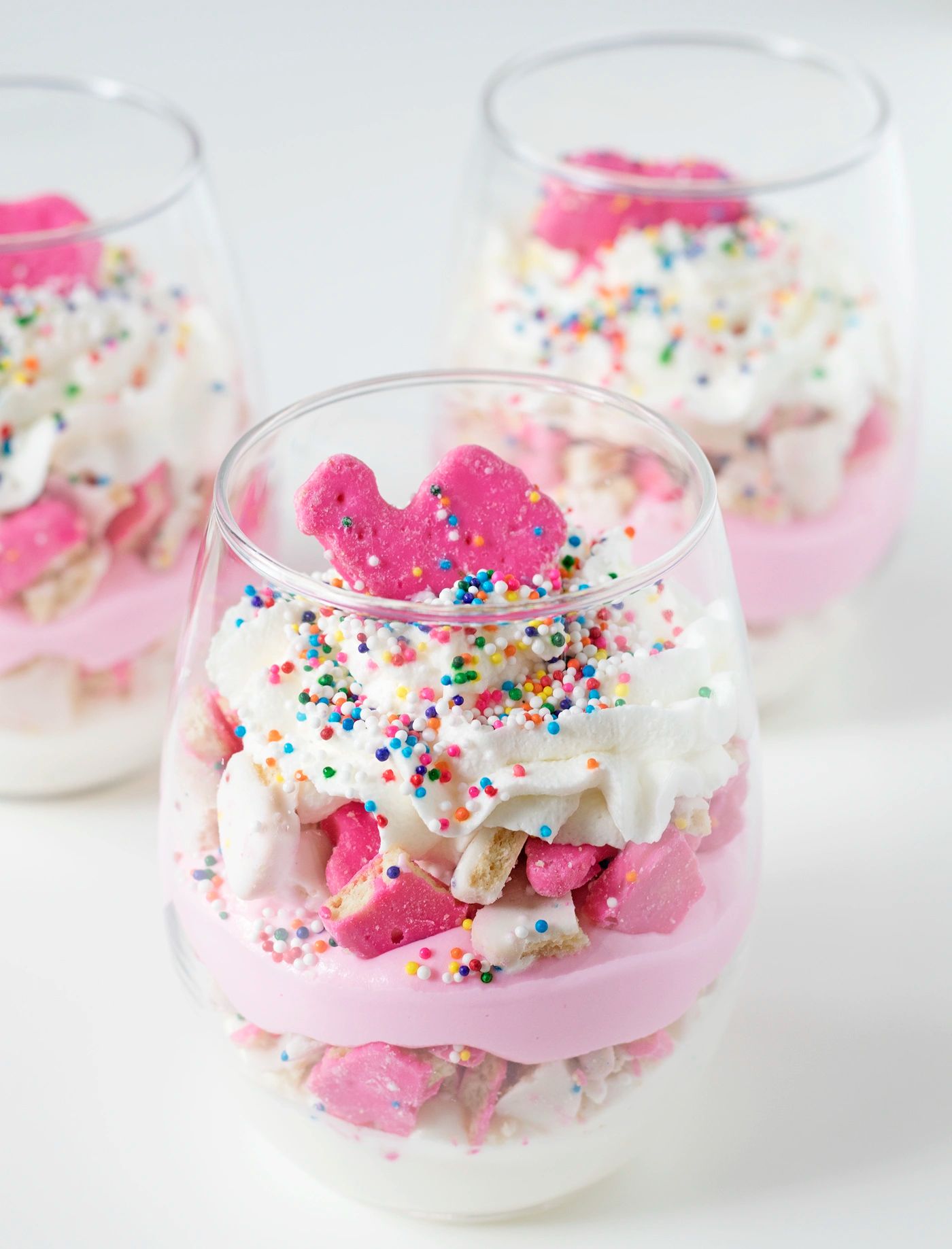 Circus Animal Cookie No-Bake Cheesecake Parfaits
